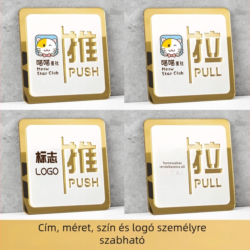 Akril tolóajtó jelzőtábla – UV nyomtatás, testreszabható, irodai használatra