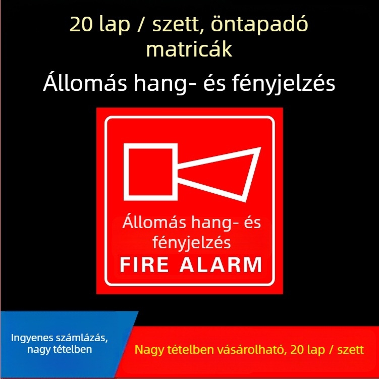Kézi riasztó gomb matrica – tűzvédelmi jelzés