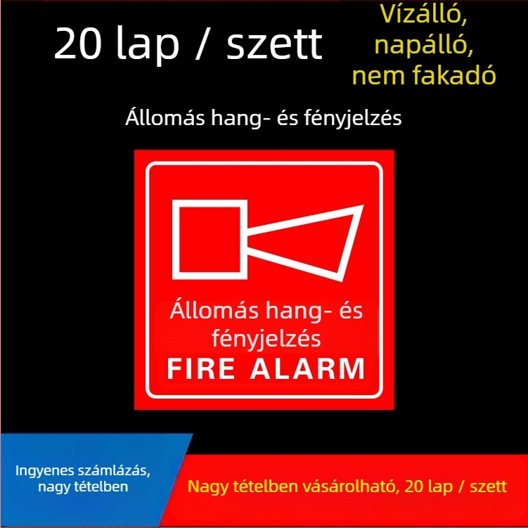 Kézi riasztó gomb matrica – tűzvédelmi jelzés