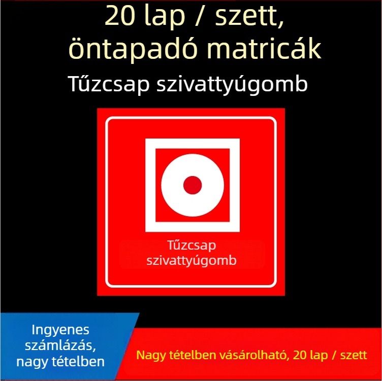 Kézi riasztó gomb matrica – tűzvédelmi jelzés