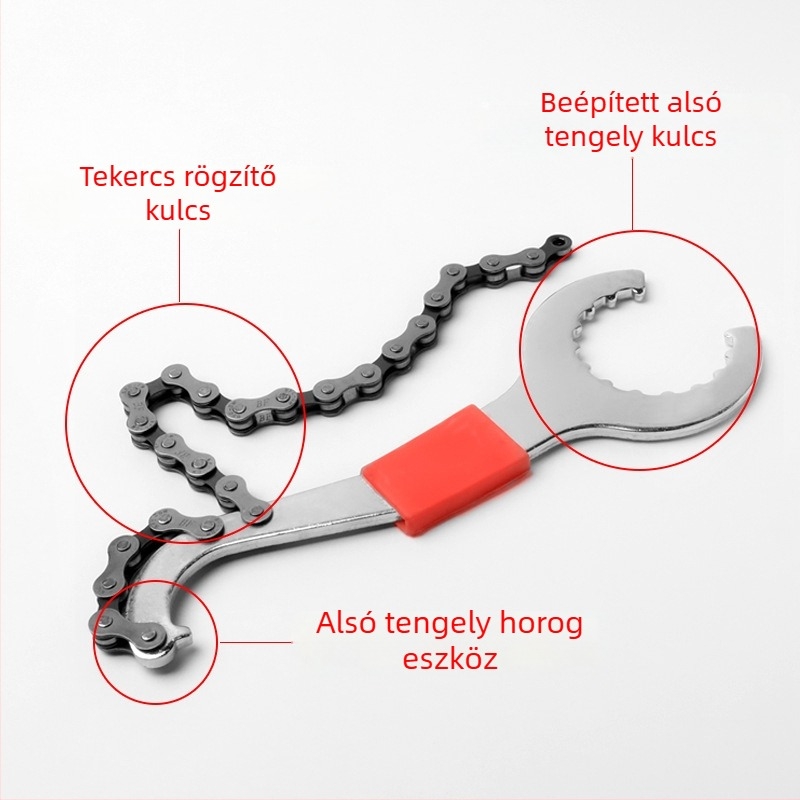 Három az egyben kerékpár tengely szerszám beépített tengelykulccsal, lendkerék rögzítő kulccsal és farokkampó kulccsal — acél, Yiquan