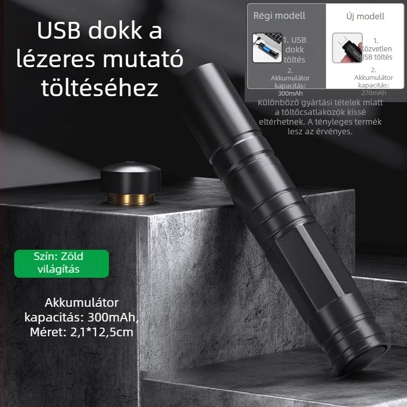Hosszú hatótávú lézerpointer toll IR indikátorral és erős zseblámpával — LiPo akkumulátor, Effective márka