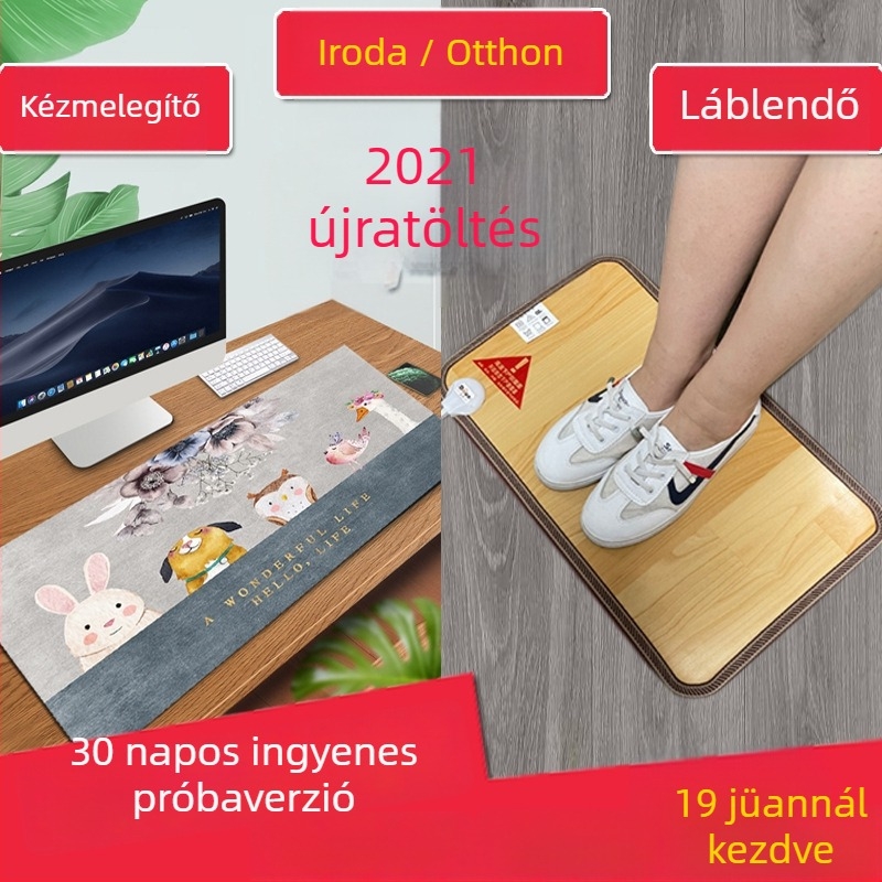 Elektronikus talpmelegítő alátét az íróasztal alatt – USB tápegység, pamut felső réteg, melegítő párna a lábaknak