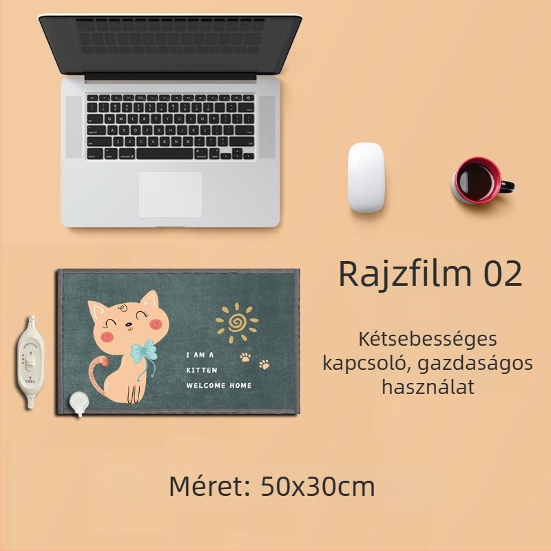 Elektronikus talpmelegítő alátét az íróasztal alatt – USB tápegység, pamut felső réteg, melegítő párna a lábaknak