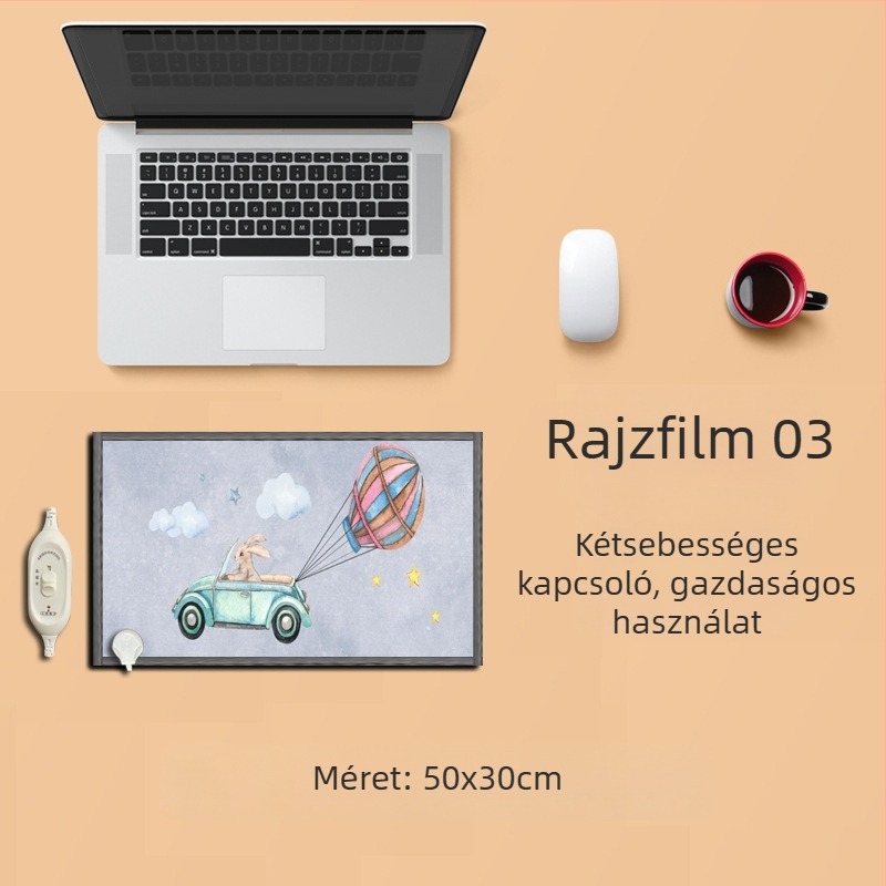 Elektronikus talpmelegítő alátét az íróasztal alatt – USB tápegység, pamut felső réteg, melegítő párna a lábaknak