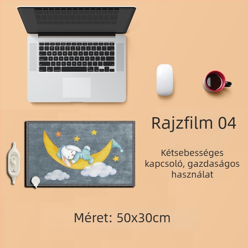 Elektronikus talpmelegítő alátét az íróasztal alatt – USB tápegység, pamut felső réteg, melegítő párna a lábaknak