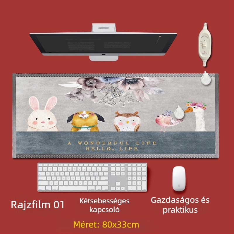 Elektronikus talpmelegítő alátét az íróasztal alatt – USB tápegység, pamut felső réteg, melegítő párna a lábaknak