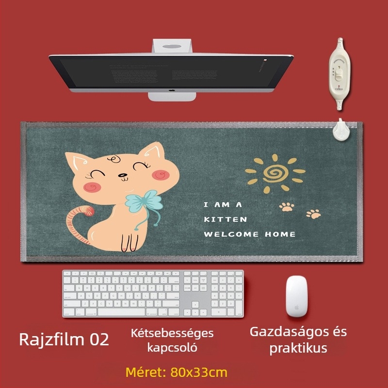 Elektronikus talpmelegítő alátét az íróasztal alatt – USB tápegység, pamut felső réteg, melegítő párna a lábaknak