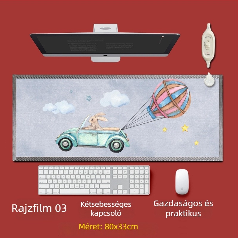 Elektronikus talpmelegítő alátét az íróasztal alatt – USB tápegység, pamut felső réteg, melegítő párna a lábaknak