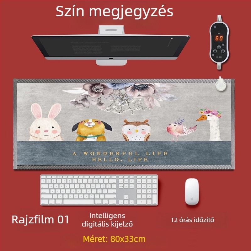 Elektronikus talpmelegítő alátét az íróasztal alatt – USB tápegység, pamut felső réteg, melegítő párna a lábaknak