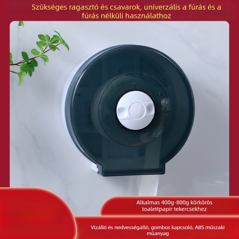 Fali WC-papírtartó doboz nagy tekercshez, vízálló műanyag, modell 4, 4 darabos készlet, kereskedelmi fürdőszobákhoz