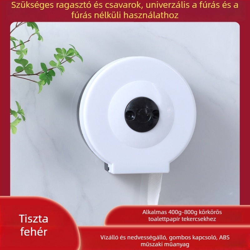 Fali WC-papírtartó doboz nagy tekercshez, vízálló műanyag, modell 4, 4 darabos készlet, kereskedelmi fürdőszobákhoz