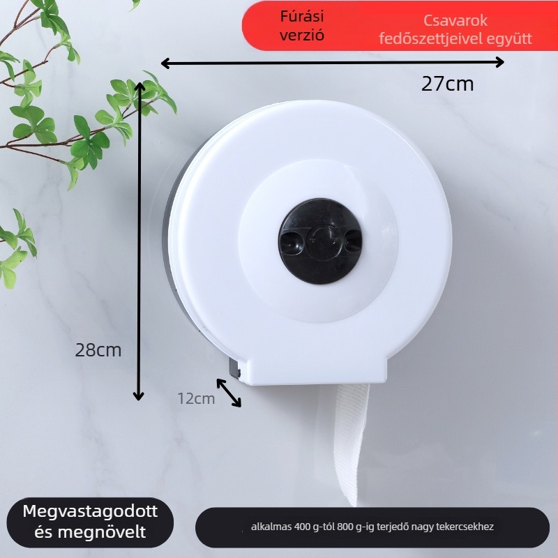 Fali WC-papírtartó doboz nagy tekercshez, vízálló műanyag, modell 4, 4 darabos készlet, kereskedelmi fürdőszobákhoz