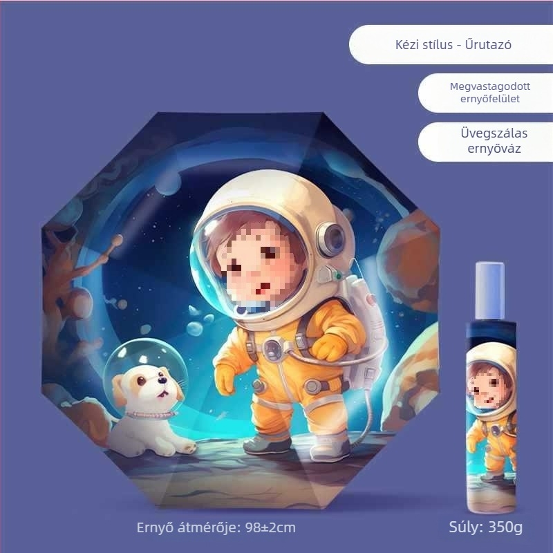 Háromrészes gyerekeknek szóló esernyő anti-rebound, nano hidrofób anyag, 12 bordázat váz szilikonból, alumínium nyél