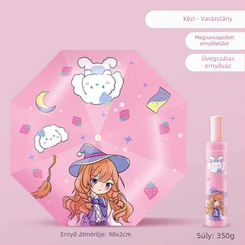 Háromrészes gyerekeknek szóló esernyő anti-rebound, nano hidrofób anyag, 12 bordázat váz szilikonból, alumínium nyél