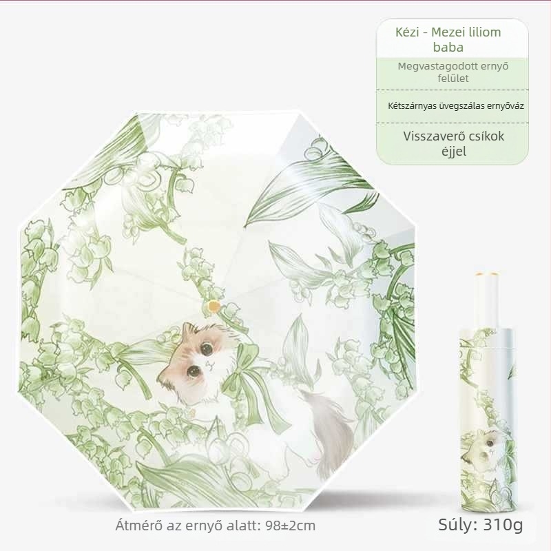 Háromrészes gyerekeknek szóló esernyő anti-rebound, nano hidrofób anyag, 12 bordázat váz szilikonból, alumínium nyél