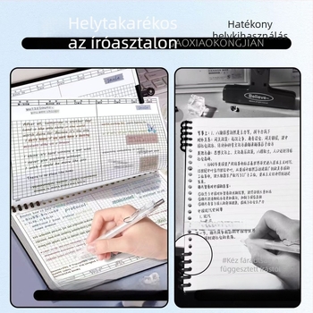 B5-ös méretű rácsos notesz levehető oldalakkal, szekciós felépítés, egyszerű, vastag kivitel