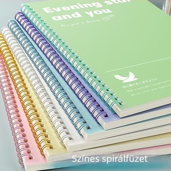 Színes spirálfüzet vonalas oldalakkal, B5 méret, stílusos jegyzetfüzet diákoknak és felvételi felkészüléshez