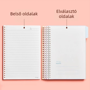 Binder kötésű notesz, levehető lapokkal, osztókkal, PP műanyag tok, 80 g nyersfa rostos papír