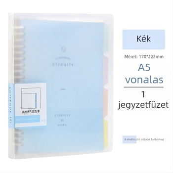 Binder kötésű notesz, levehető lapokkal, osztókkal, PP műanyag tok, 80 g nyersfa rostos papír