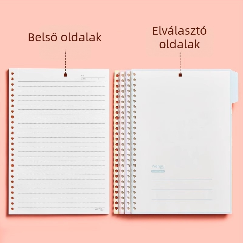 Binder kötésű notesz, levehető lapokkal, osztókkal, PP műanyag tok, 80 g nyersfa rostos papír