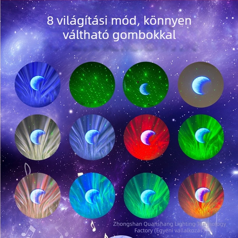 Északi fény csillagos ég projektor, lézeres effekt, holdfény, Bluetooth hangszóró, újratölthető verzió