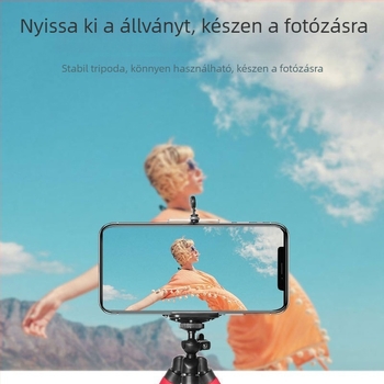 Rugalmas telefontrípóddal Bluetooth távirányítóval, rezgéscsillapítás, asztali tartó szelfihez és élő közvetítéshez