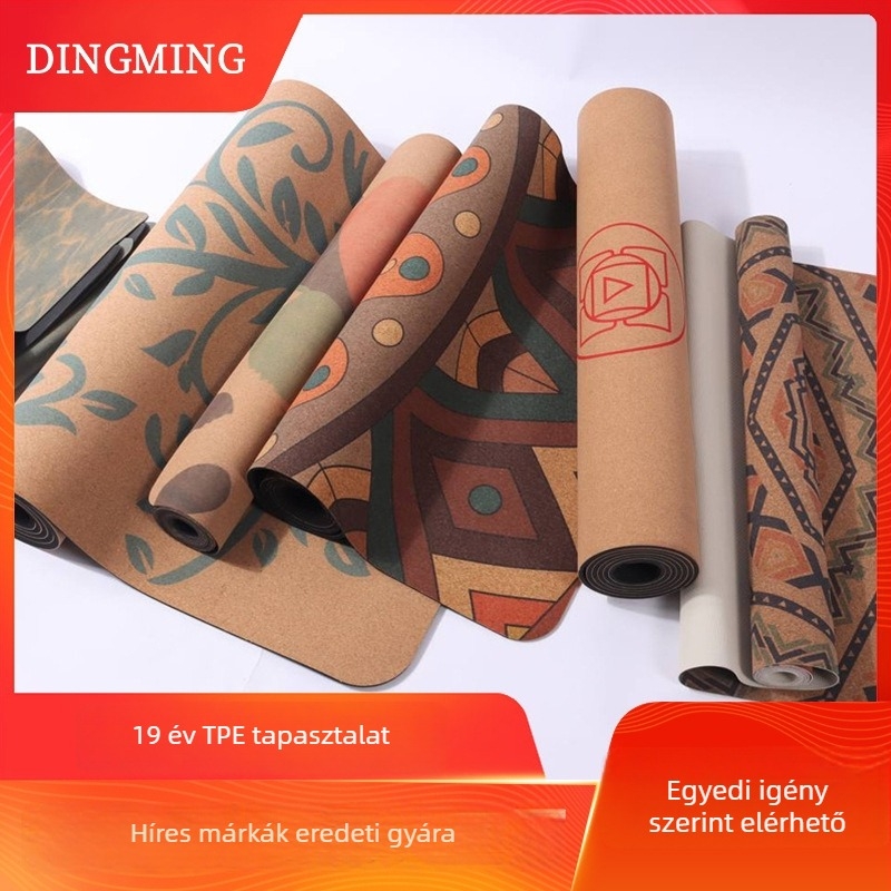 Jógaszőnyeg parafa-gumi, dupla oldali csúszásgátló felület, környezetbarát, 3 kg, vastagság 4/5/6 mm