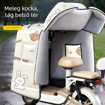 Elektromos járművek szélvédő takarója, PVC anyag, vízálló, fleece bélés, kosárral