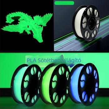 Fénylő PLA filament, kör keresztmetszet, 330 m hosszú, 3D nyomtatáshoz