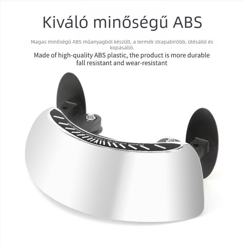 Motorkerékpár széles látószögű visszapillantó tükör 180°-os lencsével és matricával, ABS műanyagból, kompatibil deflektoros modellekhez, felszerelés előre és hátra