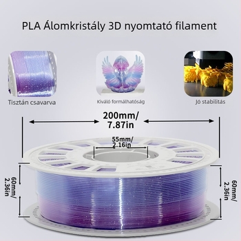 PLA filament 3D nyomtatáshoz — selymes kristályos felület, kétszínű gradiens, nagy szívósság, kör keresztmetszet