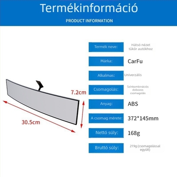 Autó belső visszapillantó tükör AC-1400, ABS, univerzális típus, többirányú állítás, súly 219 g