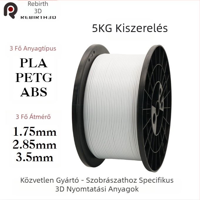 PLA PETG ABS 3D nyomtatási filament a szobrokhoz, átmérő 1.75/2.85/3.5 mm, 3 kg