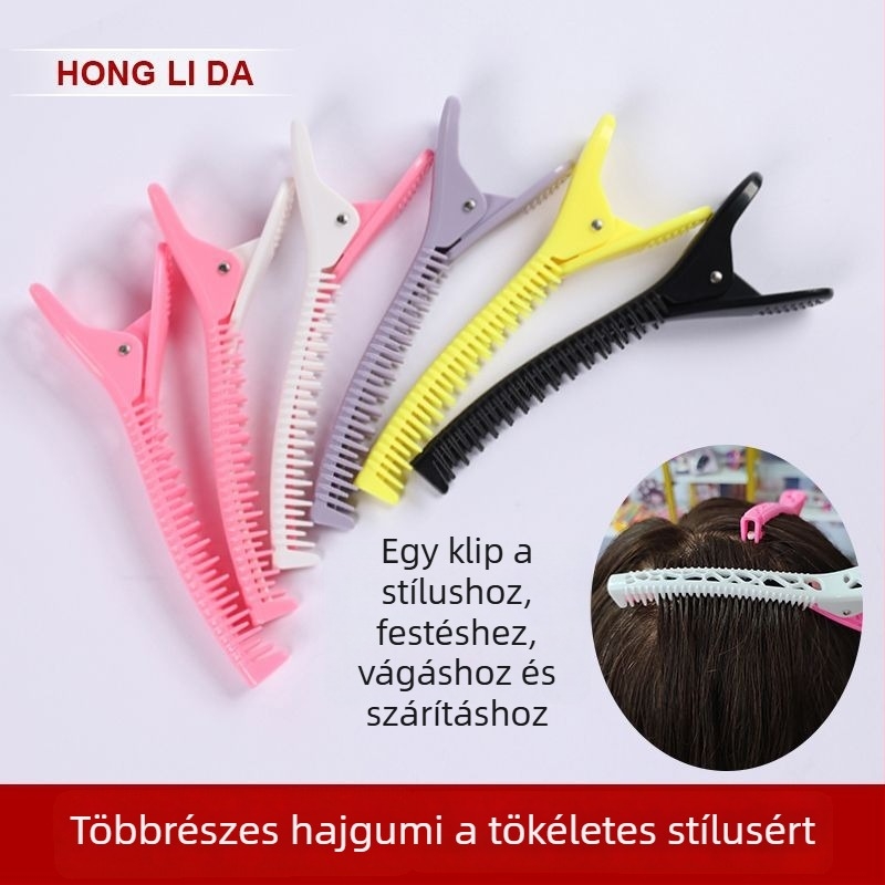 Honglida felosztó hajcsipesz, fogazott rész, típus Shark clip, műanyag gyanta, kézzel készített