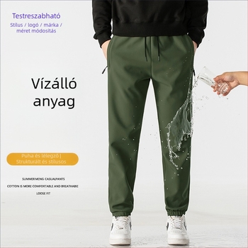 Férfi téli fleece belsővel bélelt vízálló softshell túranadrág, rugalmas anyagú, egyenes szabású, több zsebbel
