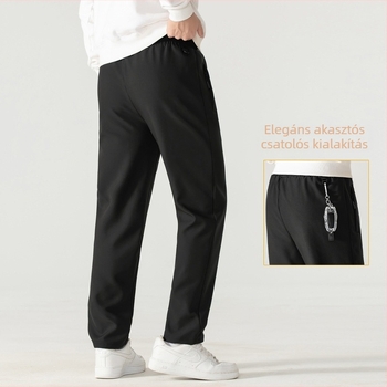Férfi téli fleece belsővel bélelt vízálló softshell túranadrág, rugalmas anyagú, egyenes szabású, több zsebbel