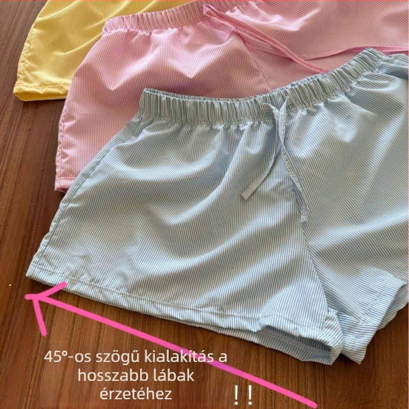 Háromrészes csíkos bikini készlet nőknek — melltartó párnával, acélmerevítés nélkül, strapabíró nylon szövet poliészter béléssel, 200 g