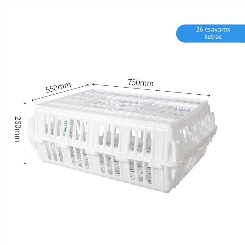 HDPE madárszállító rekesz élő madarak szállításához, magas teherbírású műanyag, nyomtatott logó, saját tömeg 5 kg