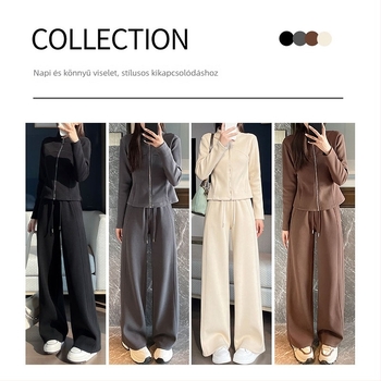 Női casual kosztüm nadrággal, tavasz 2025, poliészter anyag, poliészter arány 90–95%, hosszú ujjú