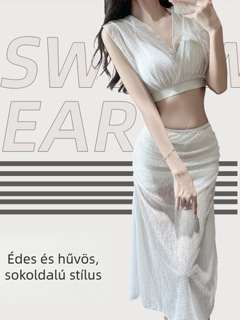 2025-ös új háromrészes bikini nőknek, Instagram-stílusú, magas minőségű dizájn, hasfedés, karcsúsító hatás, gyógyfürdőkhöz és nyaralásokhoz.