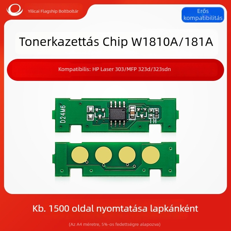 HP W1810A/W1810X és W1816A Számláló Chip — Kompatibil Laser 303/MFP 323D-vel; eredni modell W1810a/181a, W1810x/181x, W1816a; kapacitás: kompakt chip 1.5k/3k oldal, toner chip 10k oldal