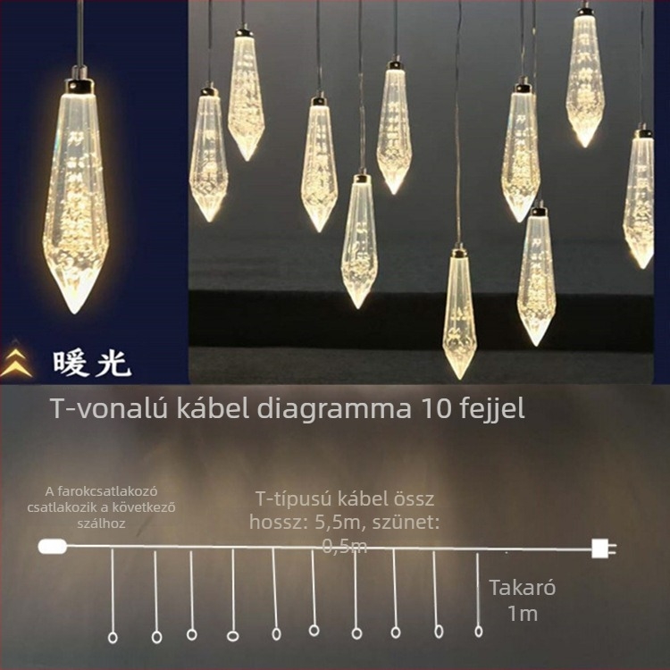 Akrilból készült mennyezeti függőlámpa esküvői dekorációhoz, 220V, modell: Ceiling String Lamp