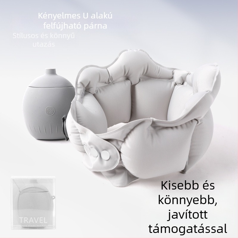 Felfújható U-alakú nyakpárna Ice Silk bevonattal, levegővel töltve, utazásokhoz, nyaki támasz