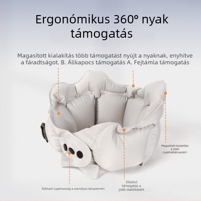 Felfújható U-alakú nyakpárna Ice Silk bevonattal, levegővel töltve, utazásokhoz, nyaki támasz