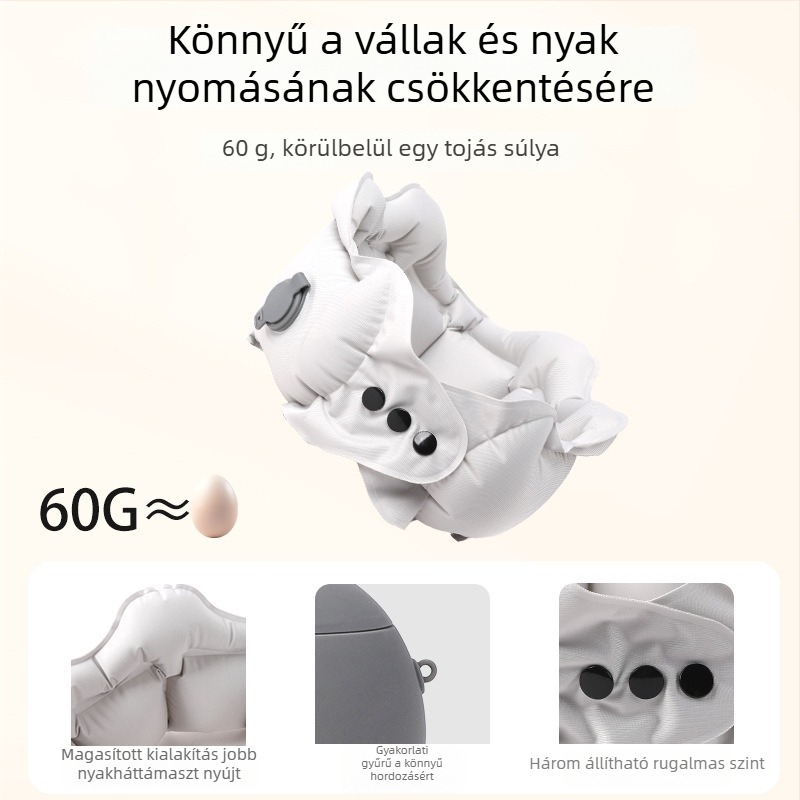 Felfújható U-alakú nyakpárna Ice Silk bevonattal, levegővel töltve, utazásokhoz, nyaki támasz