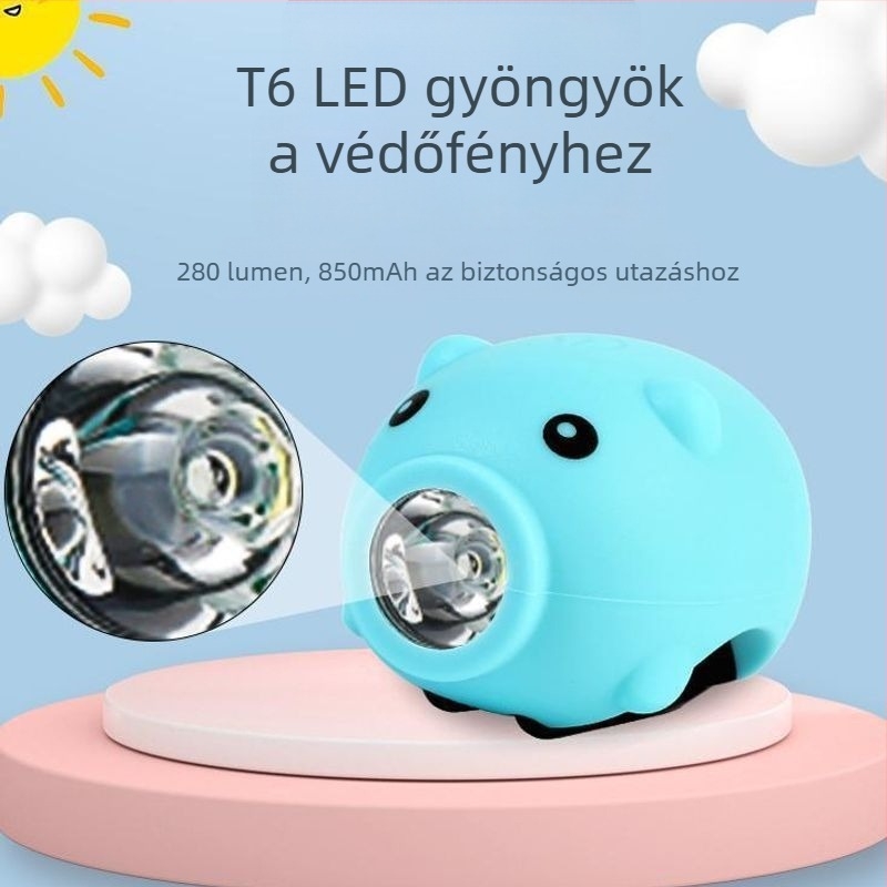 Kisgyermekek kerékpárjának első fénye haranggal és hátsó fénnyel éjszakai bringázáshoz