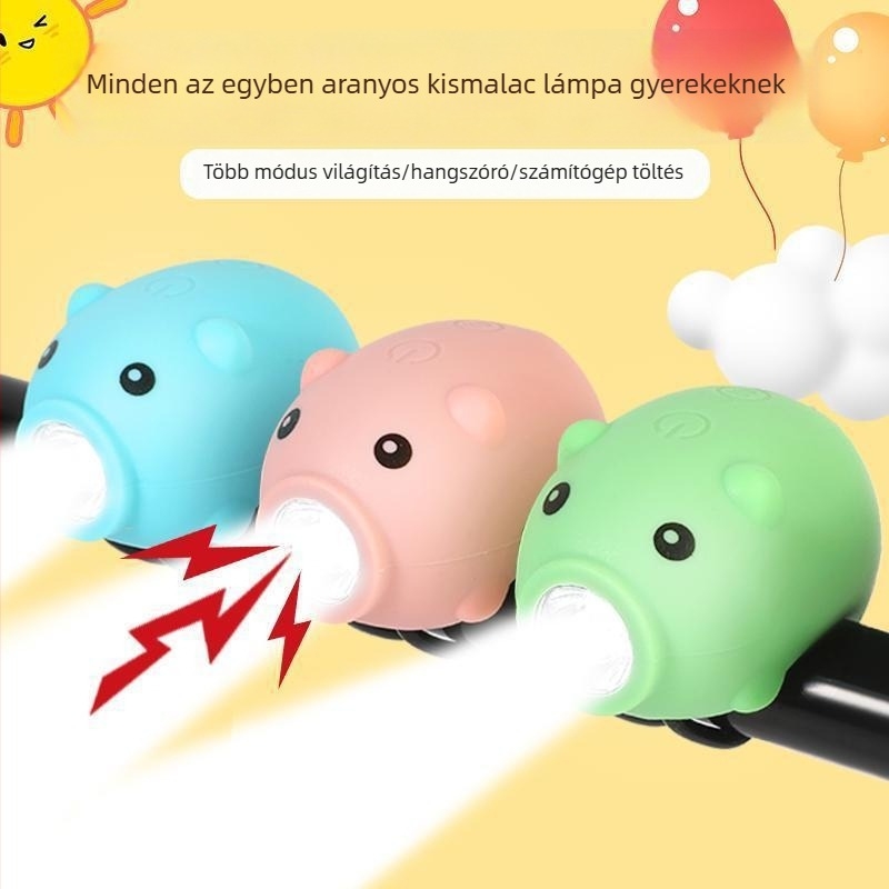 Kisgyermekek kerékpárjának első fénye haranggal és hátsó fénnyel éjszakai bringázáshoz