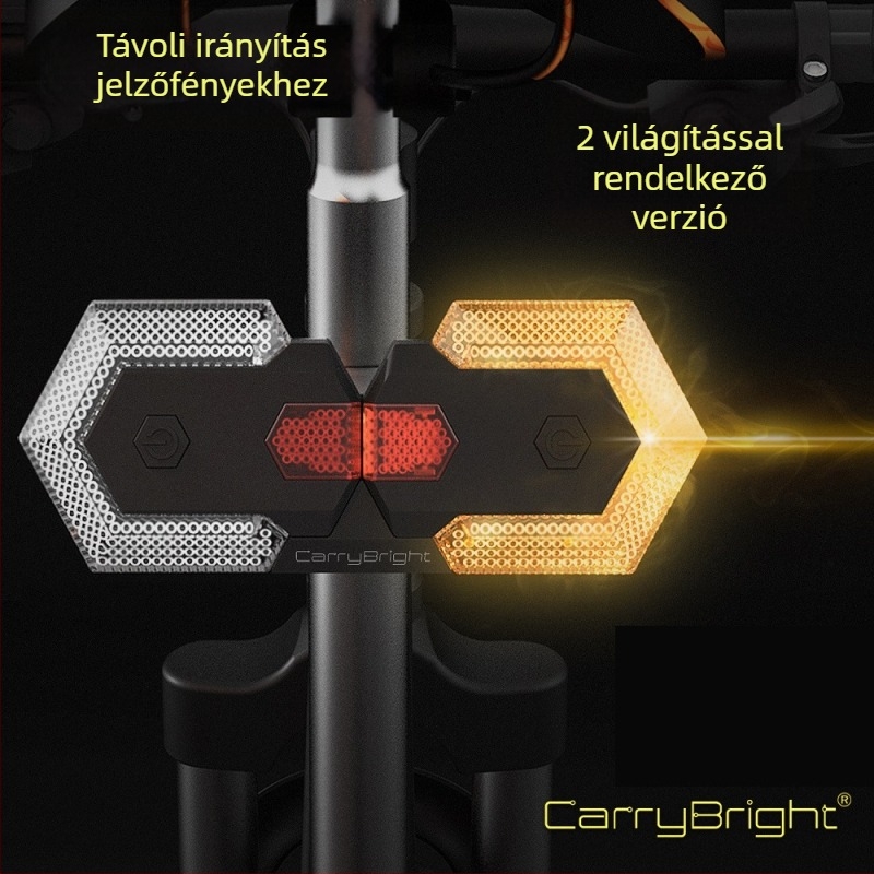 CARRYBRIGHT kétlámpás hátsó lámpa kerékpárokhoz és elektromos járművekhez, vezeték nélküli távirányító, 600mAh akkumulátor