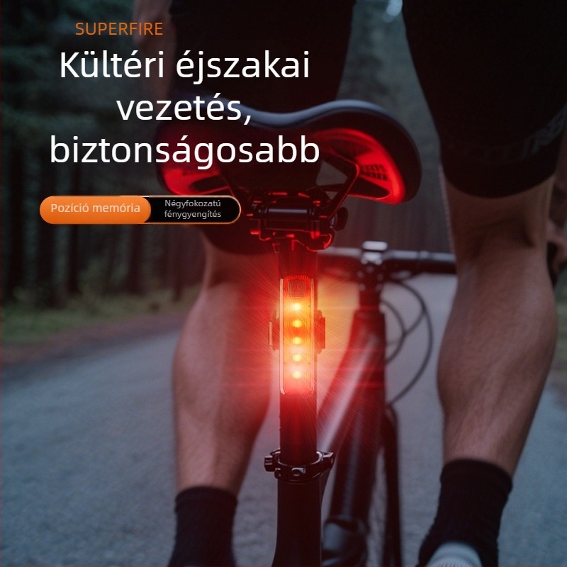 BTL08 Kerékpár hátsó lámpa – újratölthető, éjszakai tekeréshez, kompatibilis MTB- és országúti kerékpárokkal, Divine Fire